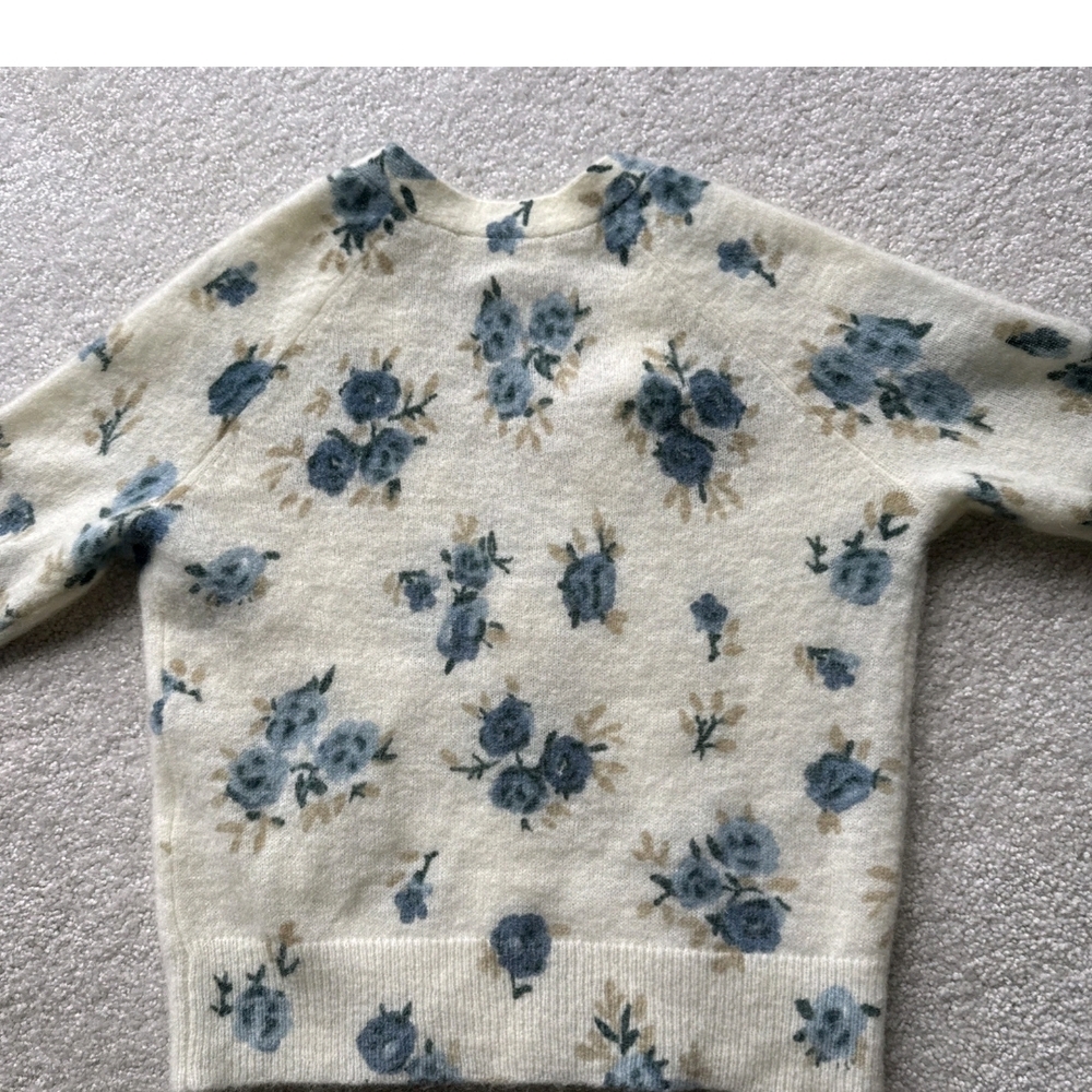 Sezane Floral Cardigan in Cream and Blue - Picture 7 of 7